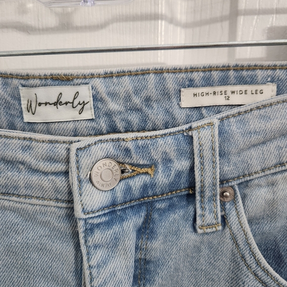 Wonderly high rise wide leg cropped denim jeans grunge distressed y2k 90s sz 12 - Picture 3 of 9